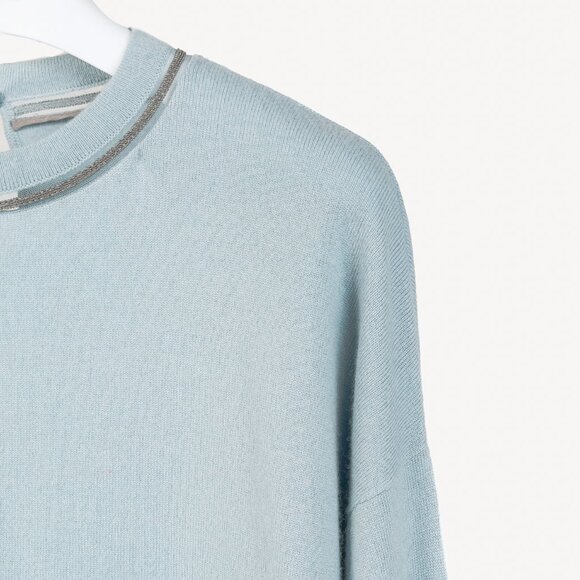 Brunello Cucinelli SS/20 Blue Cashmere Monili-Bead Sweater - Picture 5 of 13